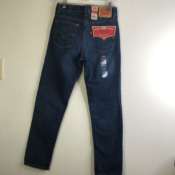Levi’s 502 jeans size 14 Regular Taper 27x27 dark wash distressed. NWT - Picture 6 of 13